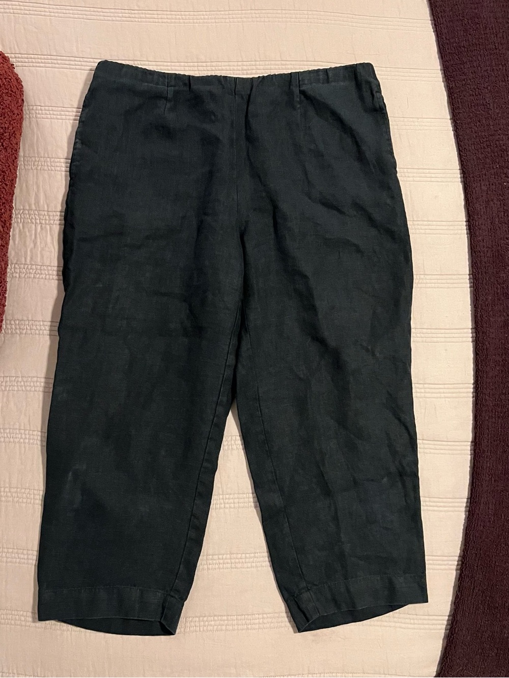 J. Jill Black Linen Cropped Pants Pockets Lightweight Summer